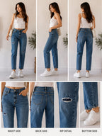 Vintage Blue Disressed straight fit jeans