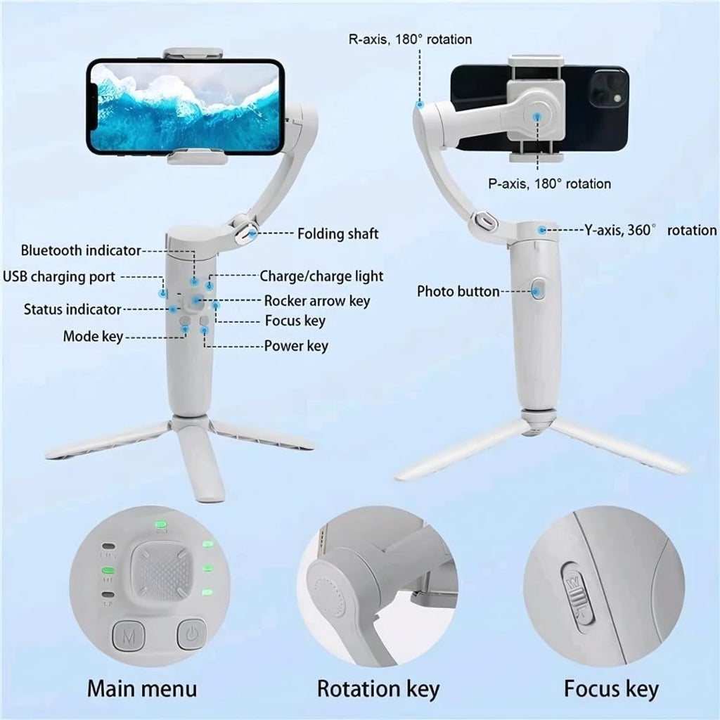 Mobile Gimbal |Smartphone Stabilizer | Stabilizer with Tripod Stand | Handheld Foldable Mobile Gimbal for video Recording|