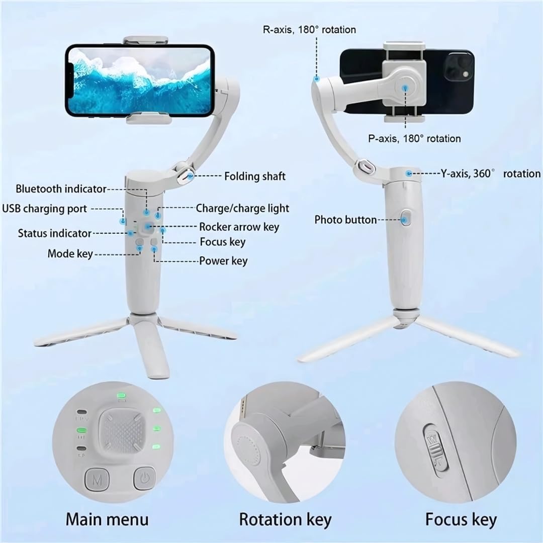 Mobile Gimbal |Smartphone Stabilizer | Stabilizer with Tripod Stand | Handheld Foldable Mobile Gimbal for video Recording|