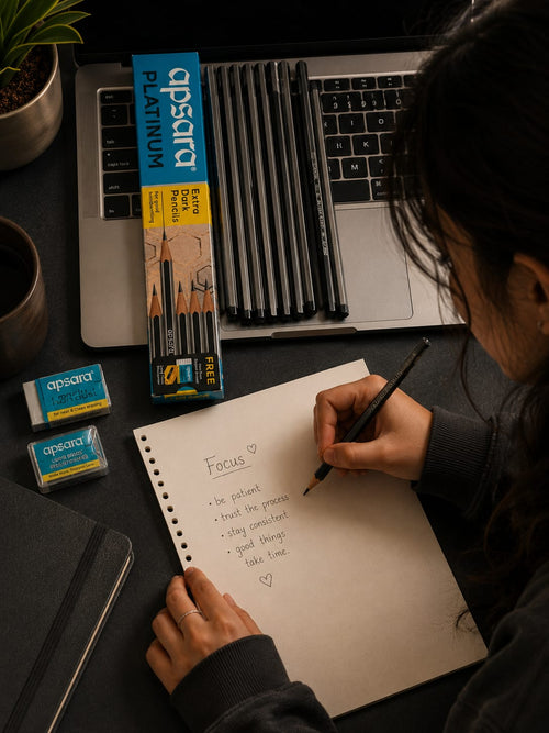 Apsara Platinum Pencil | Pencil | 10 pencil , 1 sharpner and 1 eraser |