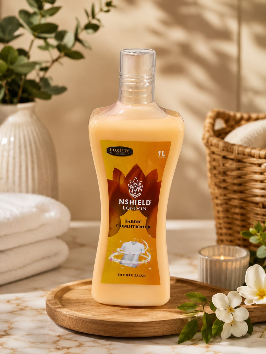 Nshield London Fabric Conditioner 1 Litre | Long-Lasting Freshness & Softness for Clothes | Gentle Fabric Care Liquid Conditioner for Daily Laundry Use