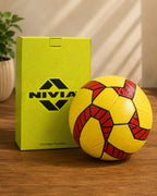NIVIA Yellow Stitched Football with Premium Box | Durable Training & Match Football with Strong Stitched Design | Ideal for Practice, Outdoor Play & Sports Training with Premium Storage Box