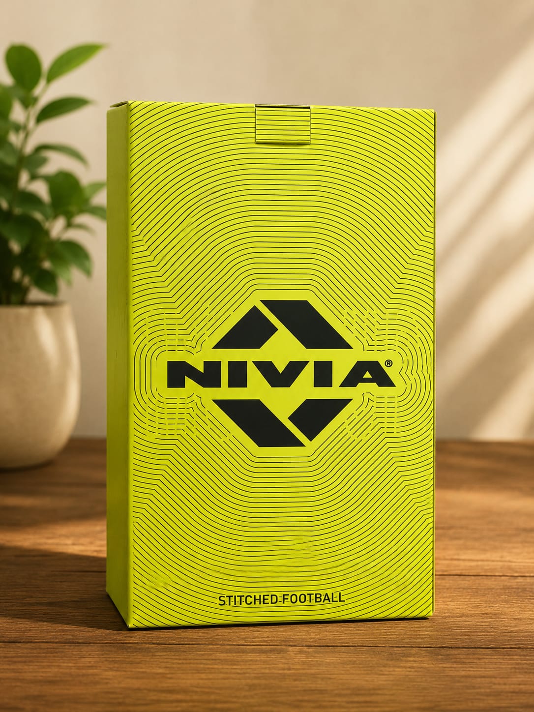NIVIA Yellow Stitched Football with Premium Box | Durable Training & Match Football with Strong Stitched Design | Ideal for Practice, Outdoor Play & Sports Training with Premium Storage Box