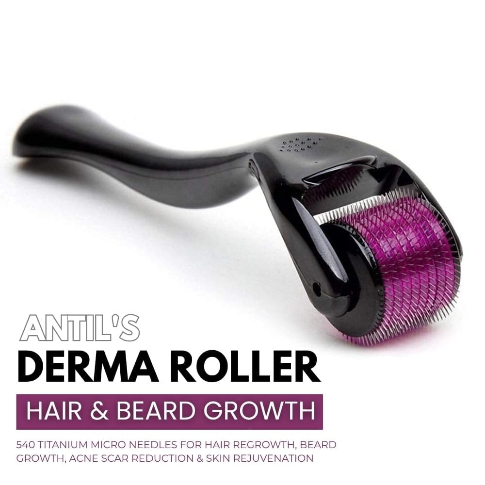 Derma roller system - Derma Roller 0.5mm for Hair & Beard Growth – 540 Titanium Micro Needles for Hair Regrowth, Beard Growth, Acne Scar Reduction & Skin..
