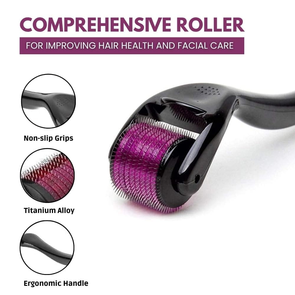 Derma roller system - Derma Roller 0.5mm for Hair & Beard Growth – 540 Titanium Micro Needles for Hair Regrowth, Beard Growth, Acne Scar Reduction & Skin..