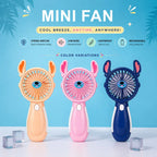Cooler Mini Stitch Fan – USB Rechargeable ,Portable Handheld Fan (3-Speed, Blue),Mini Stitch Fan USB Rechargeable Fan Portable Handheld Fan ,Cute Cartoon Fan ,Travel Cooling Fan.