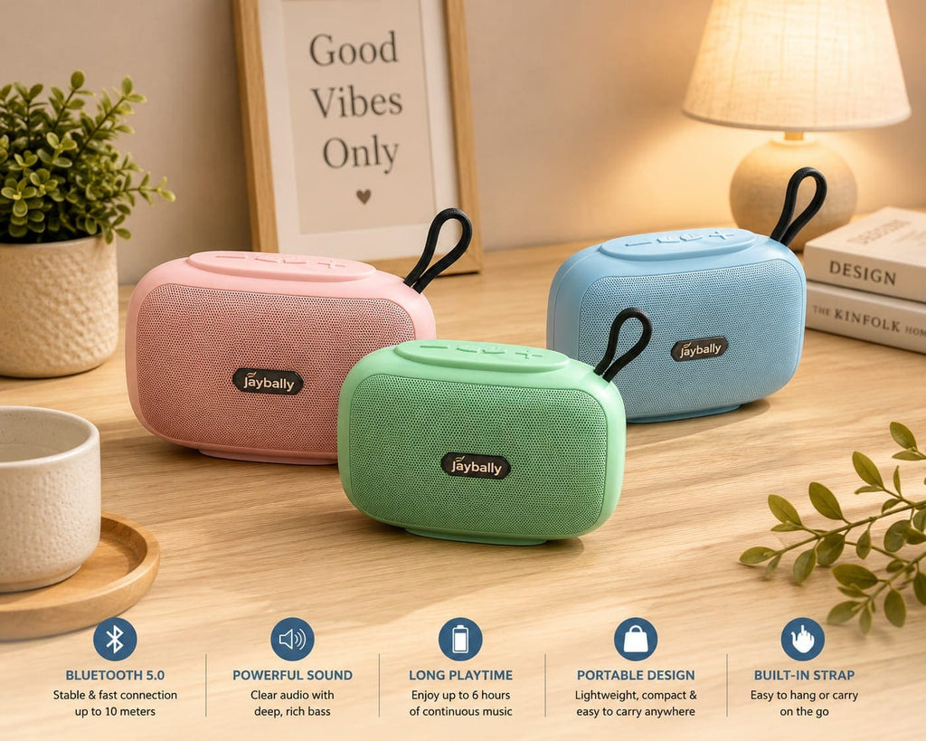 Jaybally Mini Portable Wireless Bluetooth Speaker – Compact Stereo Speaker with Carry Loop