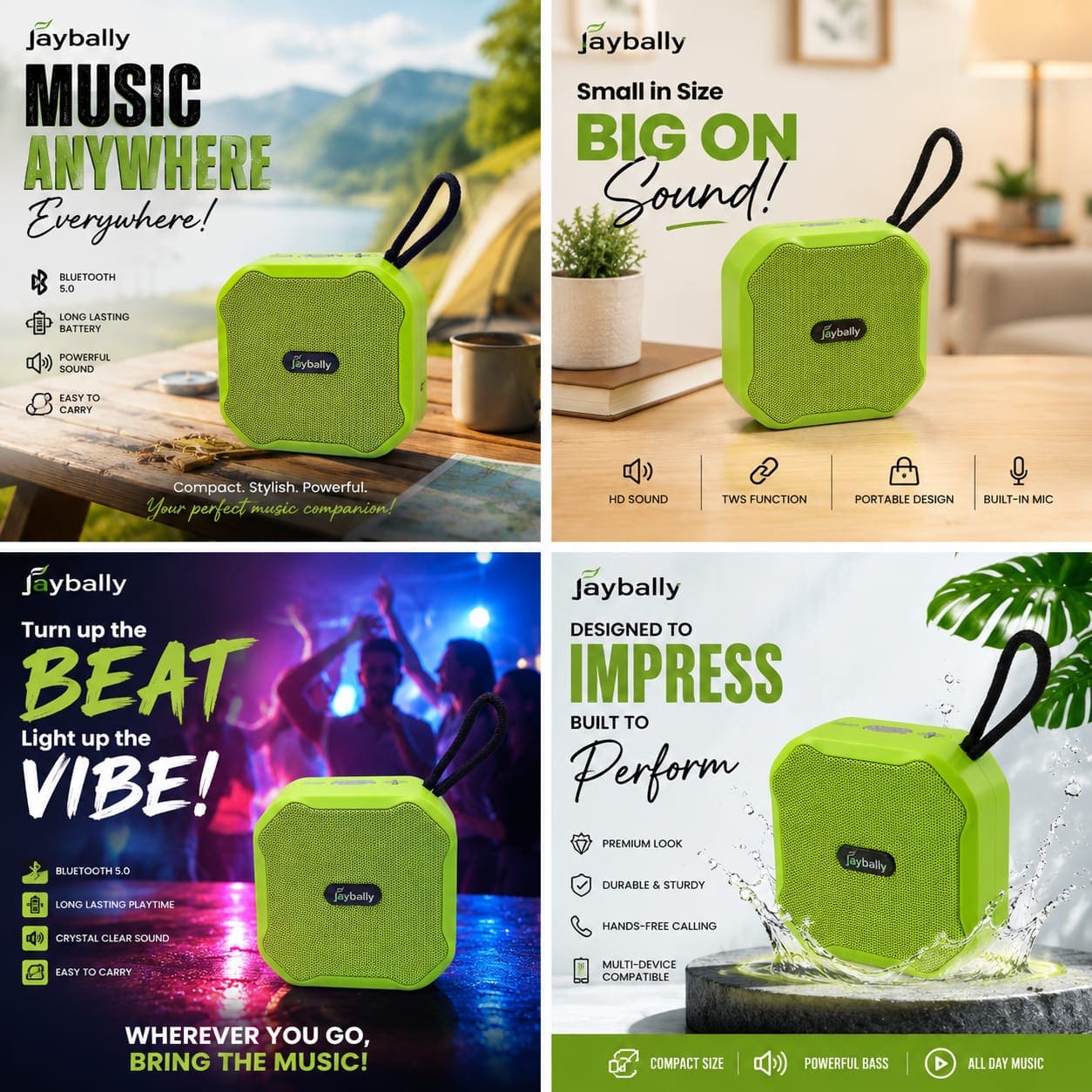 Jaybally Mini Portable Wireless Bluetooth Speaker – Compact Rechargeable Outdoor Speaker ,Compact Speaker, Outdoor Bluetooth Speaker, Travel Speaker, Pocket Bluetooth Speaker,