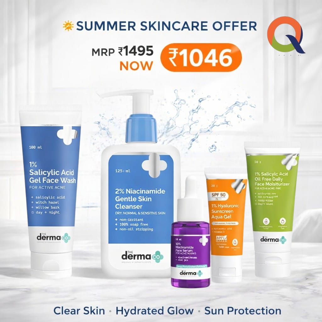 Derma Co Complete Summer Skincare Kit – Face Wash, Cleanser, Serum, Sunscreen & Moisturizer