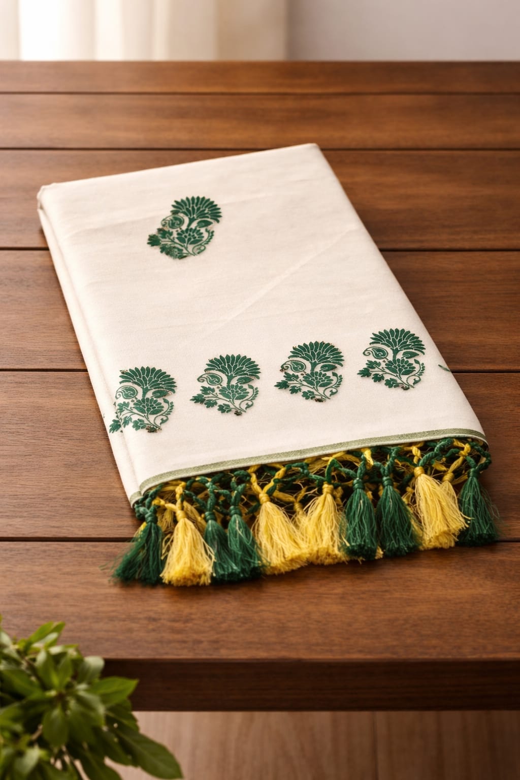 Kerala Floral Kasavu Saree