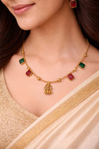 Elegant Lakshmi Ruby Emerald Necklace set