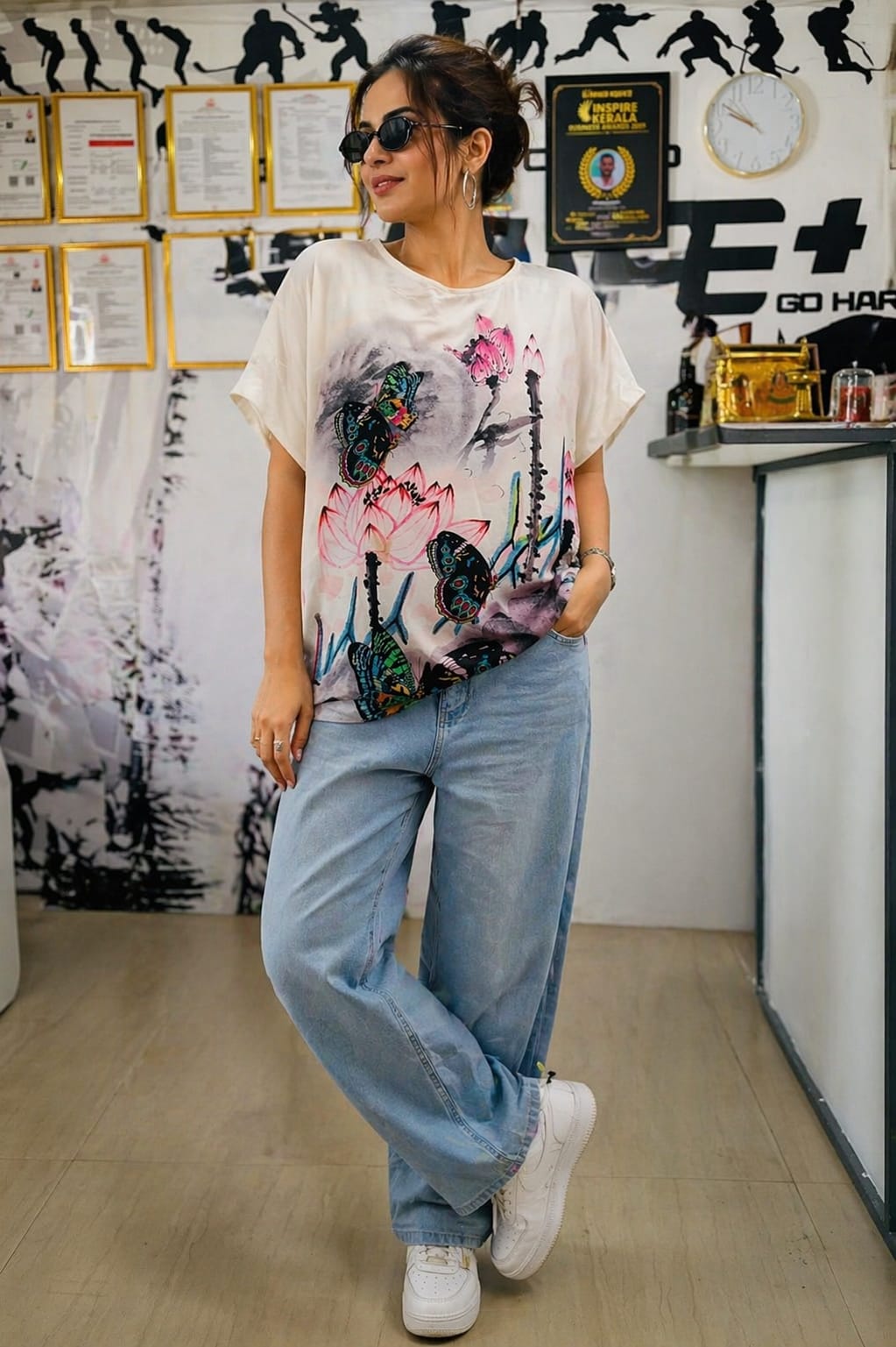 Floral Wings Baniyan Top | xl | | cotton silk material |korean & chinese crop top