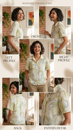 Mint Swirl Breeze Shirt | Cotton Silk | XXL | Korean crop Top | Chinese crop top |