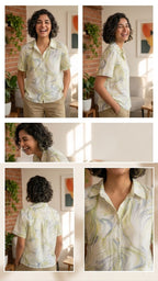 Mint Swirl Breeze Shirt | Cotton Silk | XXL | Korean crop Top | Chinese crop top |