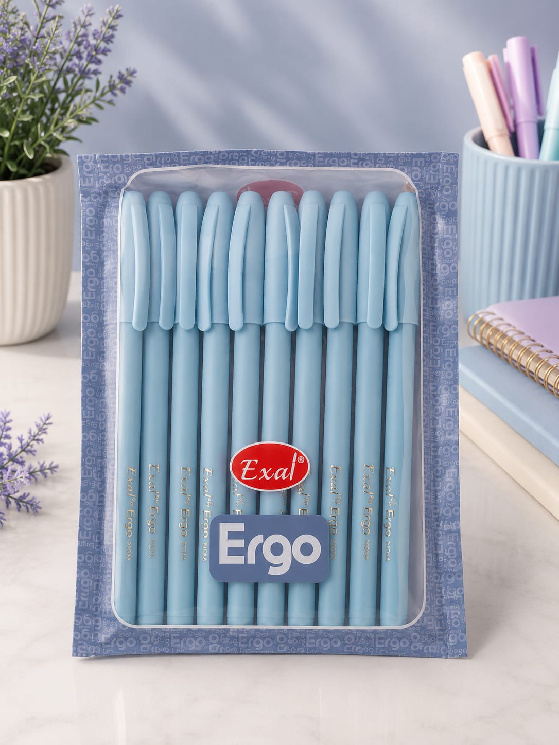 Exal Ergo 10 Blue Pen Pack | Smooth Writing Ergonomic Blue Ink Pen for Students, Office & Everyday Use